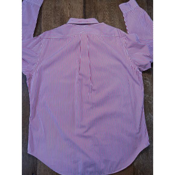 Ralph Lauren Red & White Striped Classic Fit Button Down Shirt 100% Cotton 17/34 - Picture 8 of 9